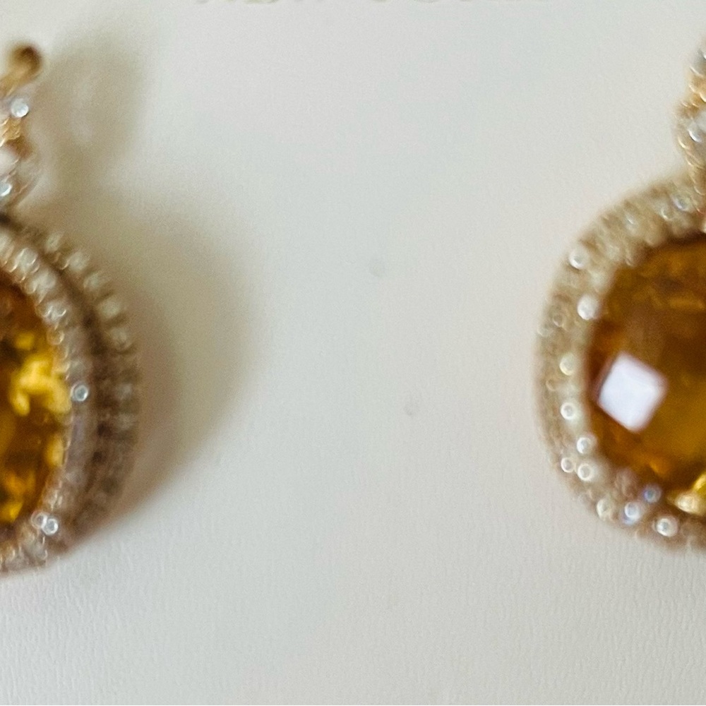 Citrine and diamond earrings.